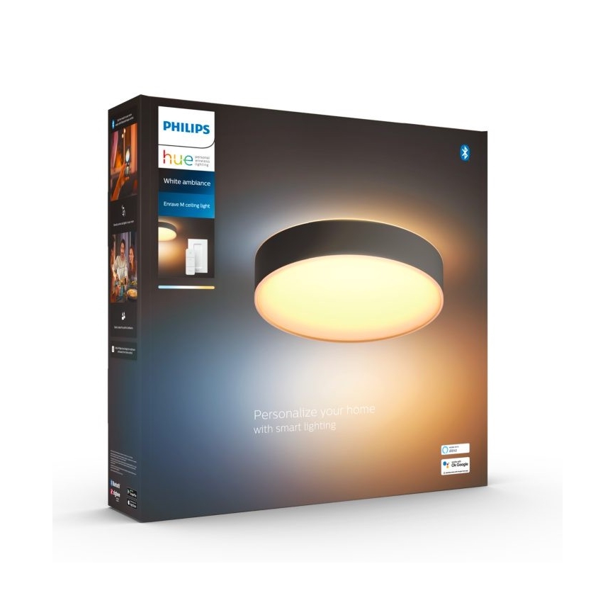 Philips - Світлодіодний стельовий світильник з регулюванням яскравості Hue LED/19,2W/230V 2200-6500K діаметр 381 мм чорний + пульт дистанційного керування