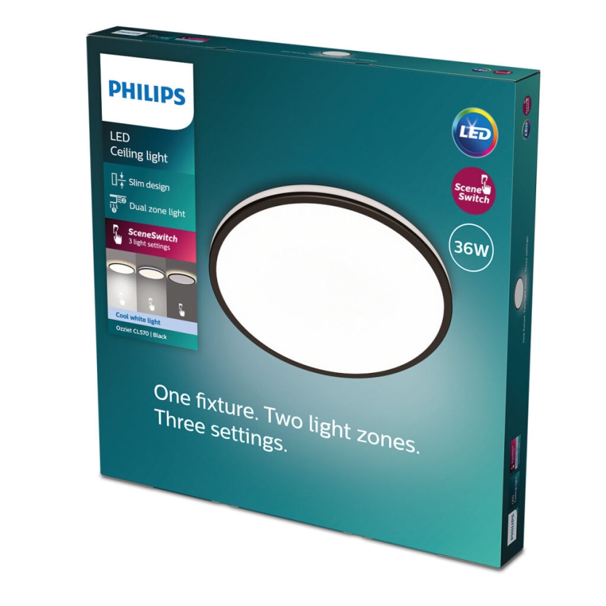 Philips - Світлодіодний стельовий світильник з регулюванням яскравості SCENE SWITCH LED/36W/230V діаметр 50 см 4000K чорний
