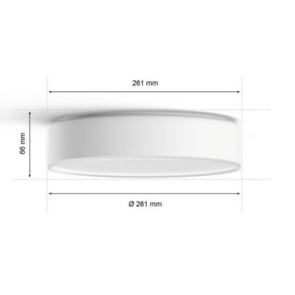 Philips - Світлодіодний стельовий світильник з регулюванням яскравості Hue LED/9,6W/230V 2200–6500K діаметр 261 мм білий + пульт дистанційного керування