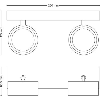 Philips - Світлодіодний точковий світильник 2xLED/5,5W/230V чорний