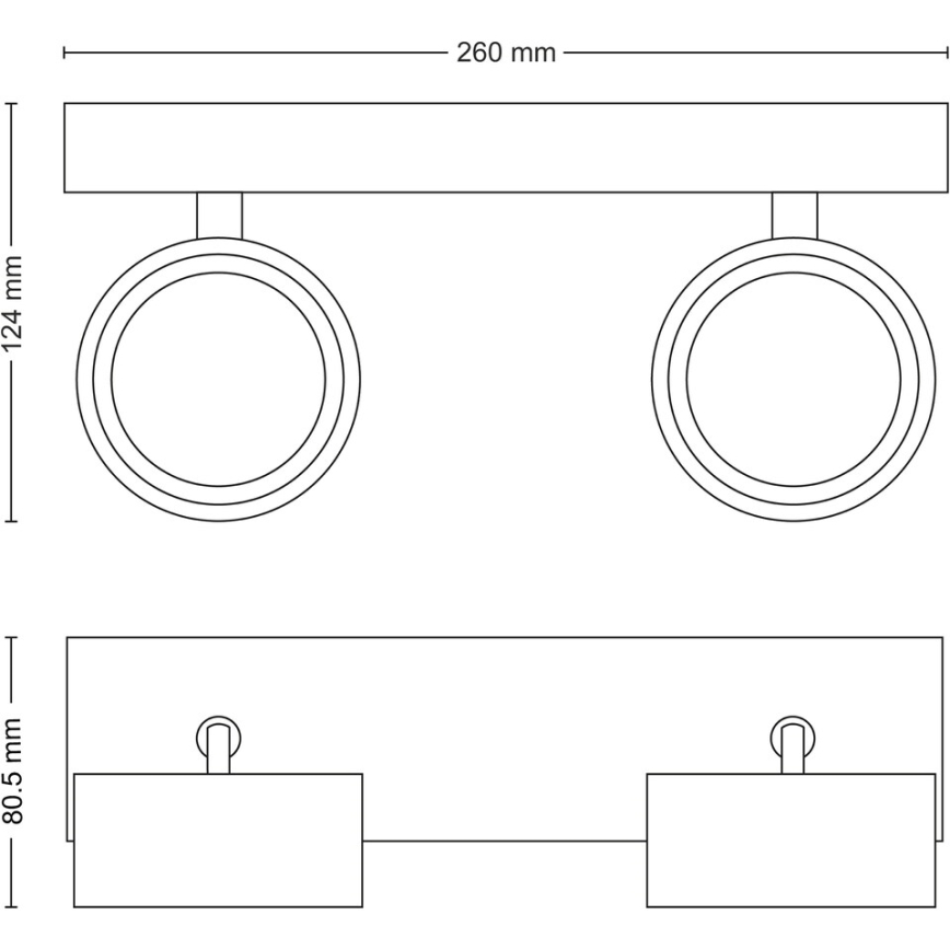 Philips - Світлодіодний точковий світильник 2xLED/5,5W/230V чорний