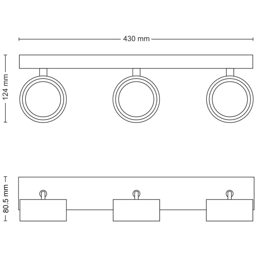 Philips - Світлодіодний точковий світильник 3xLED/5,5W/230V чорний