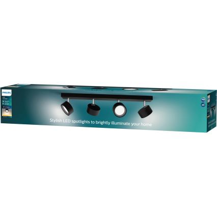 Philips - Світлодіодний точковий світильник 4xLED/5,5W/230V чорний