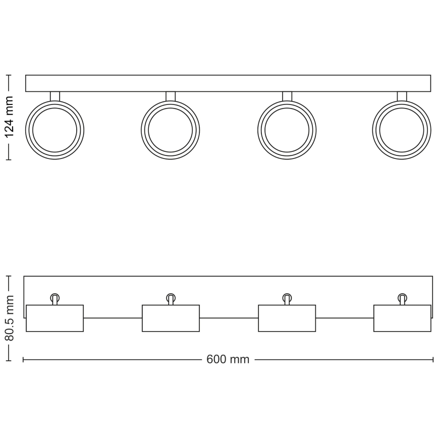 Philips - Світлодіодний точковий світильник 4xLED/5,5W/230V чорний