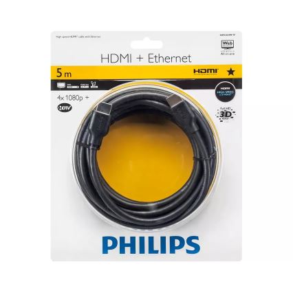 Philips SWV2434W/10 - HDMI кабель з Ethernet, HDMI 1.4 A роз'єм 5м чорний