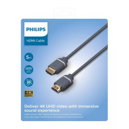 Philips SWV5650G/00 - HDMI кабель с Ethernet, разъем HDMI 2.0 A 5м серый