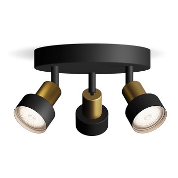 Philips - Точечный светильник CONDUIT 3xGU10/5W/230V черный/латунь