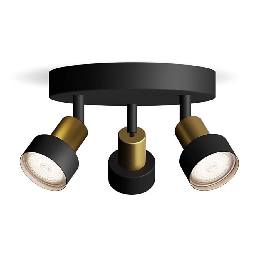 Philips - Точечный светильник CONDUIT 3xGU10/5W/230V черный/латунь