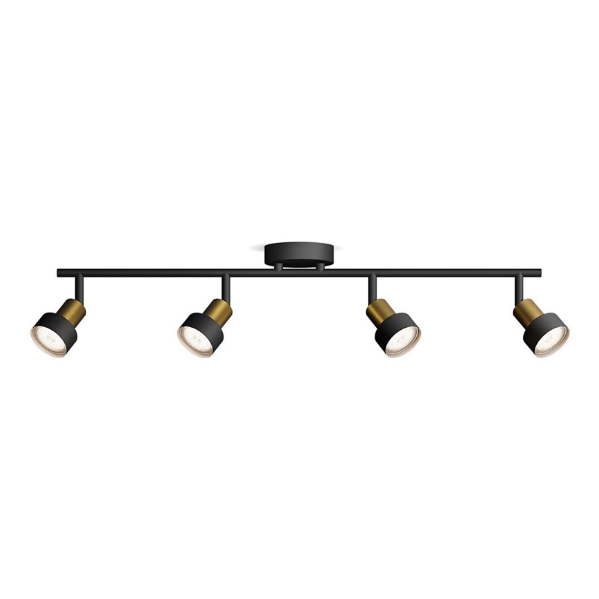Philips - Точечный светильник CONDUIT 4xGU10/5W/230V черный/латунь
