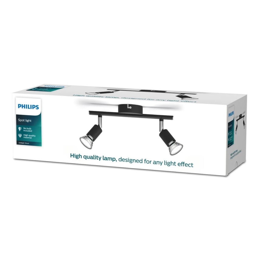 Philips - Точечный светильник 2xGU10/50W/230V черный