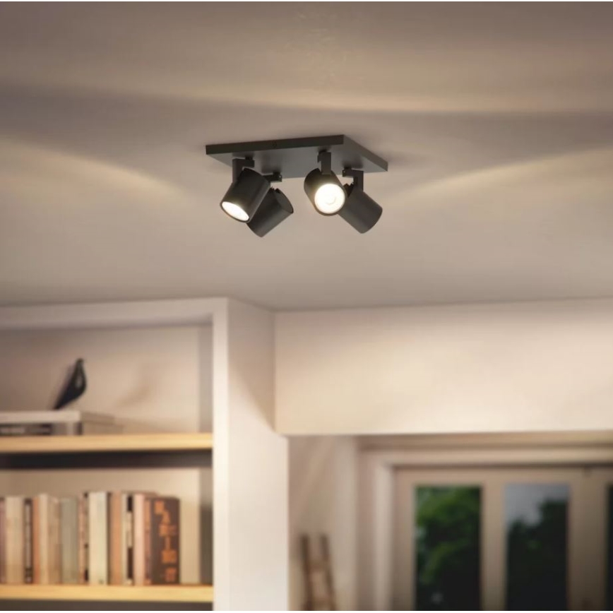 Philips - Точечный светильник 4xGU10/20W/230V черный