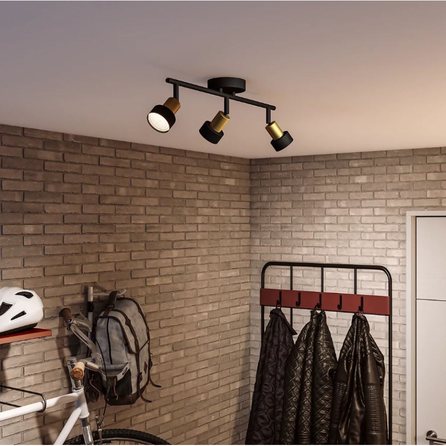 Philips - Точечный светильник CONDUIT 3xGU10/5W/230V черный/латунь