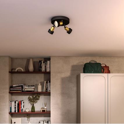 Philips - Точечный светильник CONDUIT 3xGU10/5W/230V черный/латунь