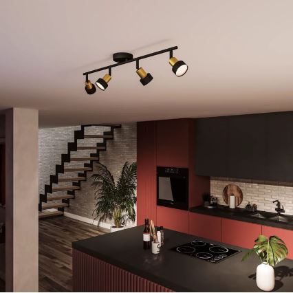Philips - Точечный светильник CONDUIT 4xGU10/5W/230V черный/латунь
