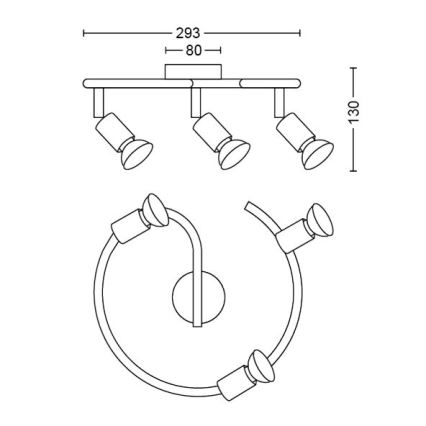 Philips - Точечный светильник 3xGU10/50W/230V белый
