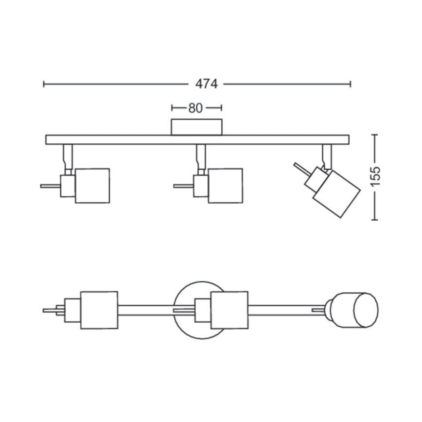 Philips - Точечный светильник 3xGU10/35W/230V черный