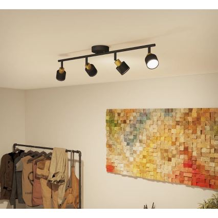 Philips - Точечный светильник NIALL 4xGU10/5W/230V черный/латунь