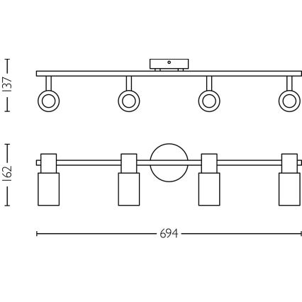 Philips - Точечный светильник PALMS 4xE14/25W/230V