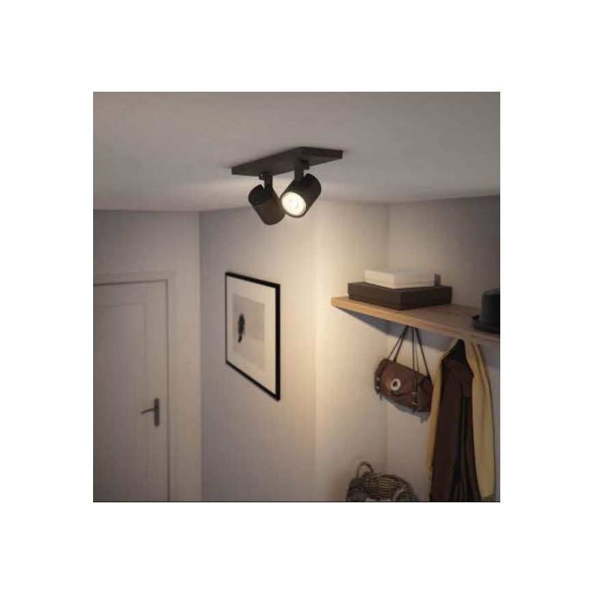 Philips - Точечный светильник RUNNER 2xGU10/20W/230V черный