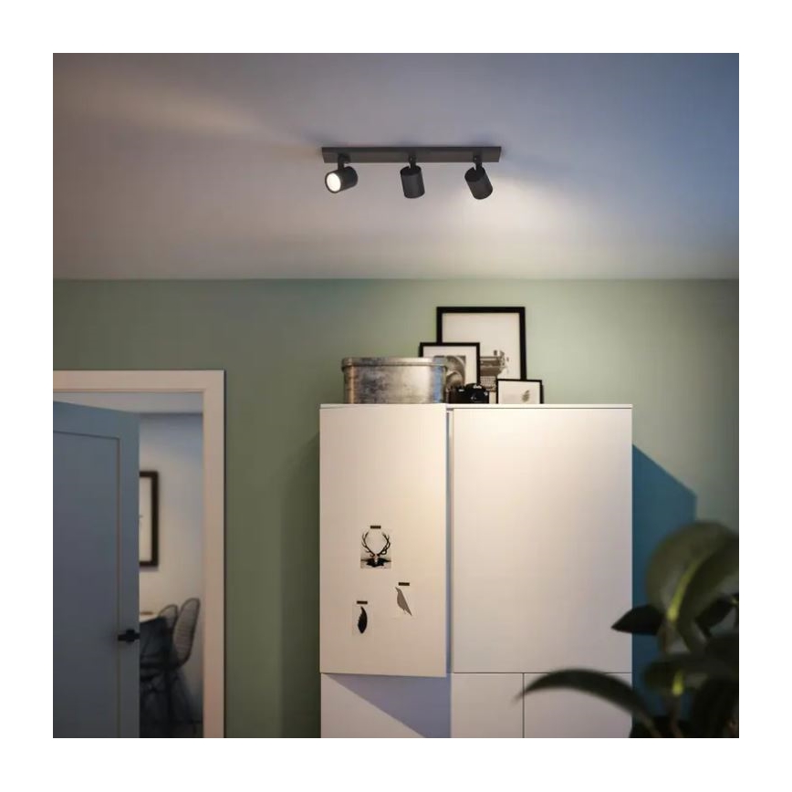 Philips - Точечный светильник RUNNER 3xGU10/20W/230V черный