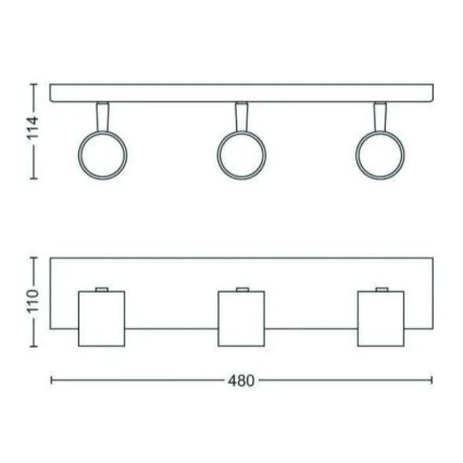 Philips - Точечный светильник RUNNER 3xGU10/20W/230V черный