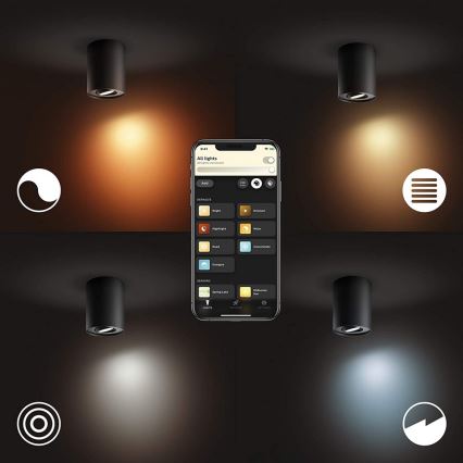 Philips - Точковий LED світильник з регулюванням яскравості Hue PILLAR 1xGU10/4,2W/230V 2200-6500K чорний