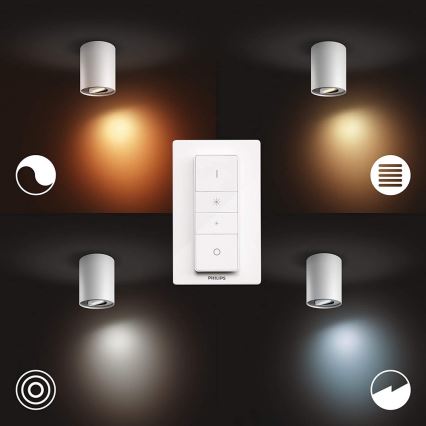 Philips - Точковий LED світильник з регулюванням яскравості Hue PILLAR 1xGU10/4,2W/230V 2200-6500K + пульт дистанційного керування білий
