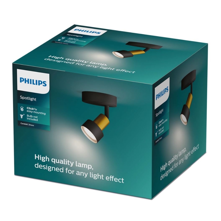 Philips - Точковий світильник CONDUIT 1xGU10/5W/230V чорний/латунь