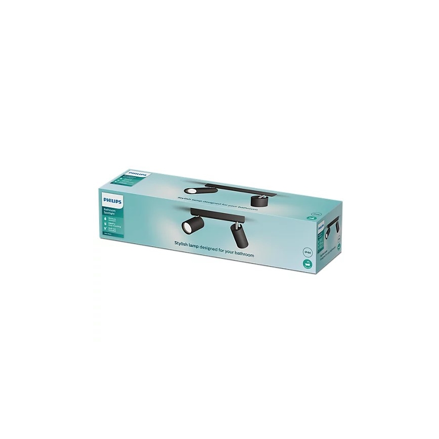 Philips - Точковий світильник для ванної кімнати IDRIS 2xGU10/5W/230V IP44 чорний