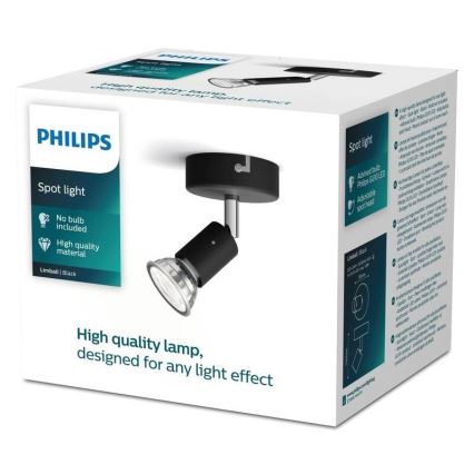 Philips - Точковий світильник 1xGU10/50W/230V чорний