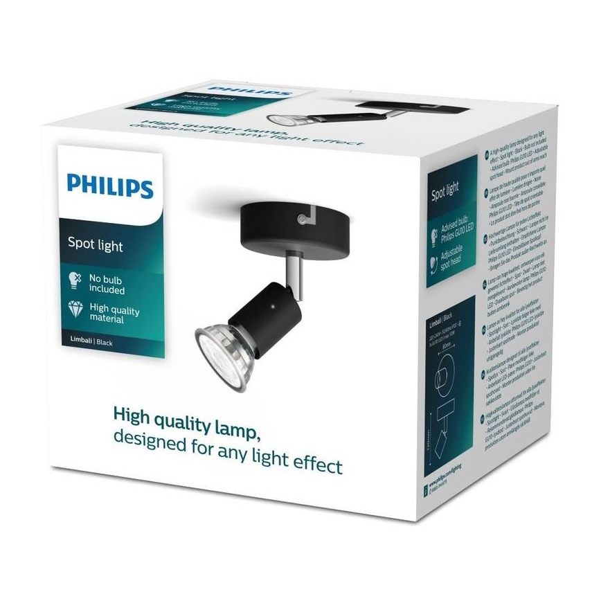 Philips - Точковий світильник 1xGU10/50W/230V чорний