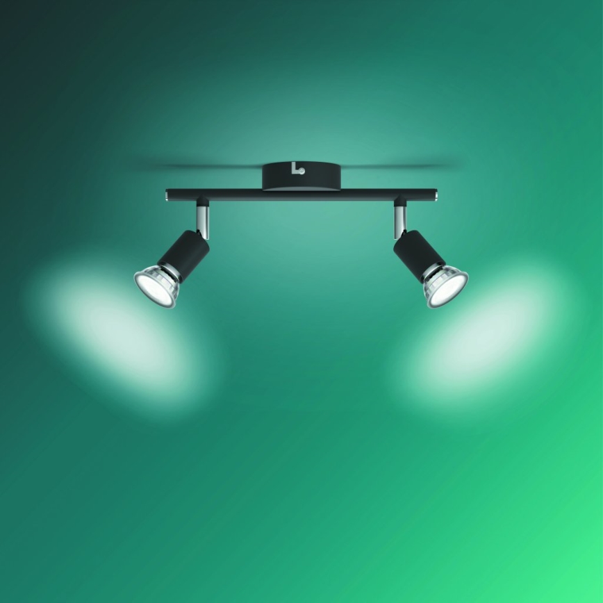 Philips - Точковий світильник 2xGU10/50W/230V чорний