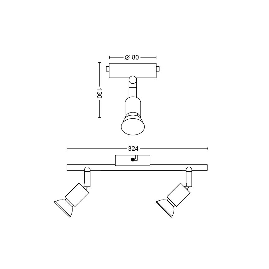 Philips - Точковий світильник 2xGU10/50W/230V чорний
