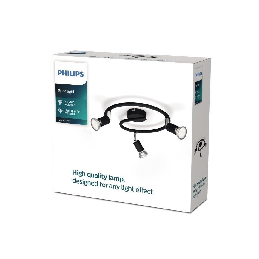 Philips - Точковий світильник 3xGU10/50W/230V чорний