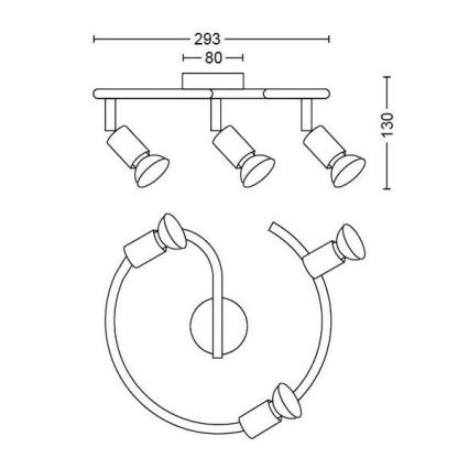 Philips - Точковий світильник 3xGU10/50W/230V чорний