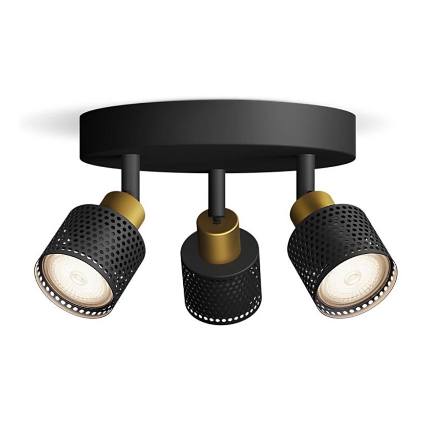 Philips - Точковий світильник NIALL 3xGU10/5W/230V чорний/латунь