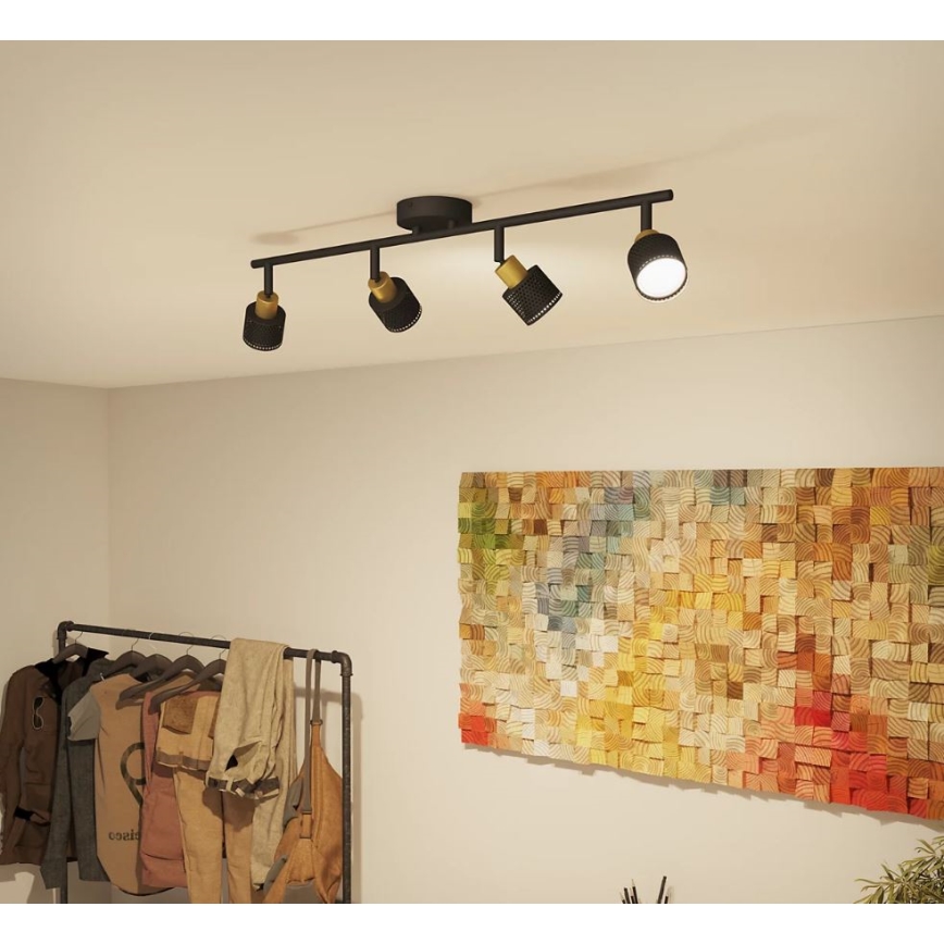 Philips - Точковий світильник NIALL 4xGU10/5W/230V чорний/латунь