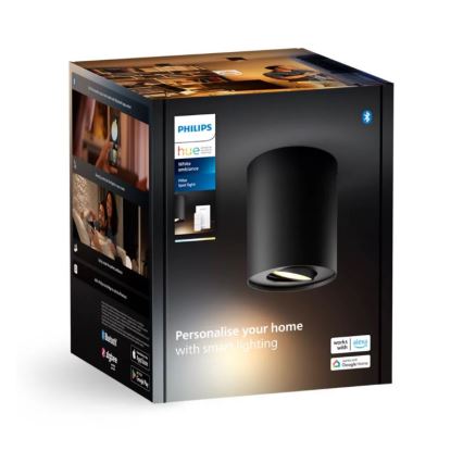 Philips - Точковий LED світильник з регулюванням яскравості Hue PILLAR 1xGU10/4,2W/230V 2200-6500K + пульт дистанційного керування чорний