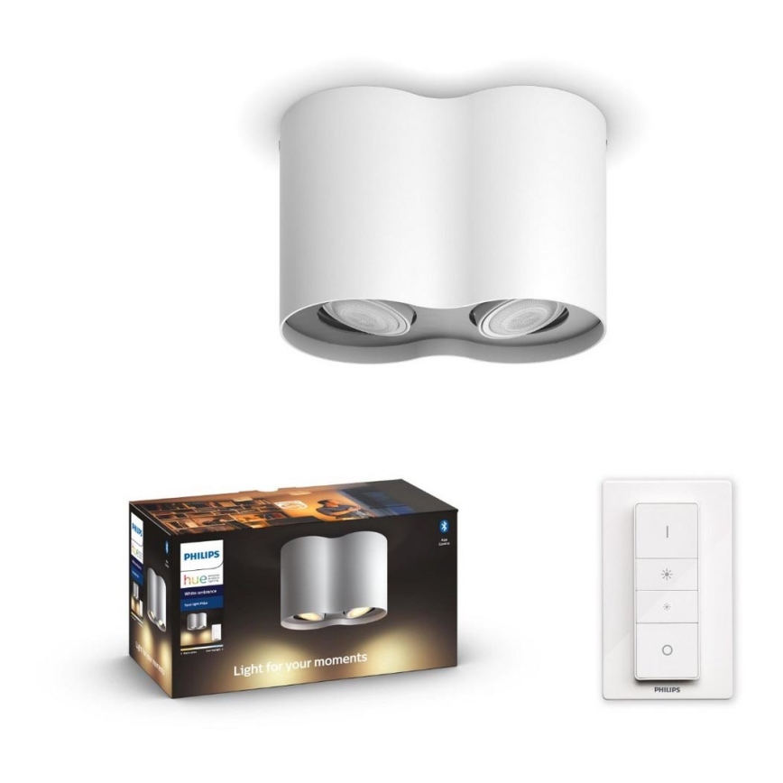 Philips - Точковий LED світильник з регулюванням яскравості Hue PILLAR 2xGU10/5W/230V + дистанційне керування