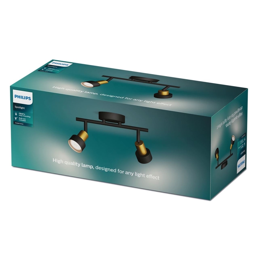 Philips - Точковий світильник CONDUIT 2xGU10/5W/230V чорний/латунь