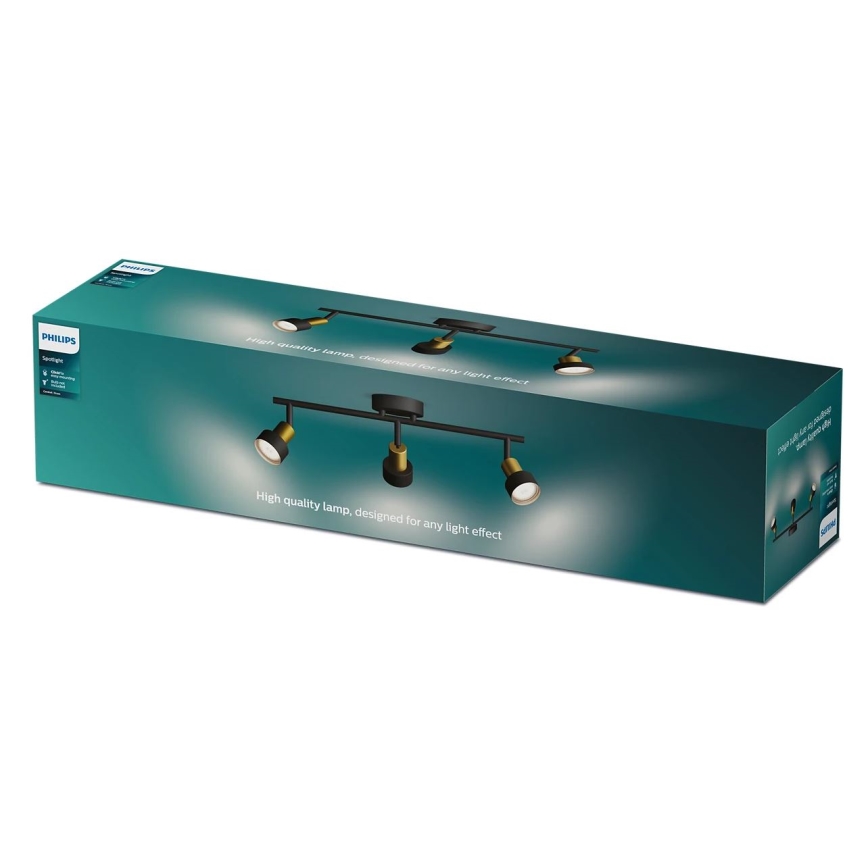Philips - Точковий світильник CONDUIT 3xGU10/5W/230V чорний/латунь
