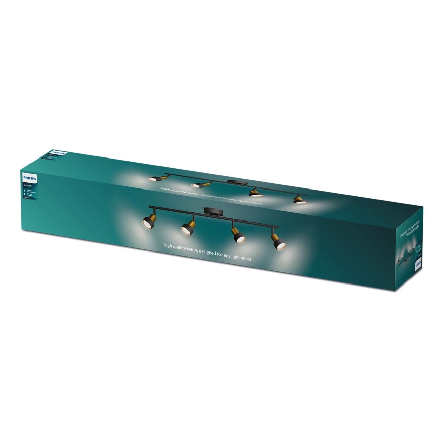 Philips - Точковий світильник CONDUIT 4xGU10/5W/230V чорний/латунь