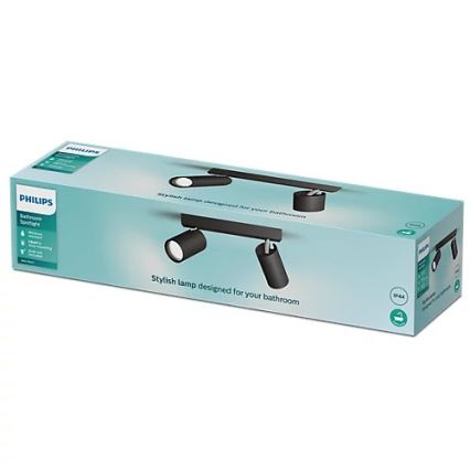 Philips - Точковий світильник для ванної кімнати IDRIS 2xGU10/5W/230V IP44 чорний