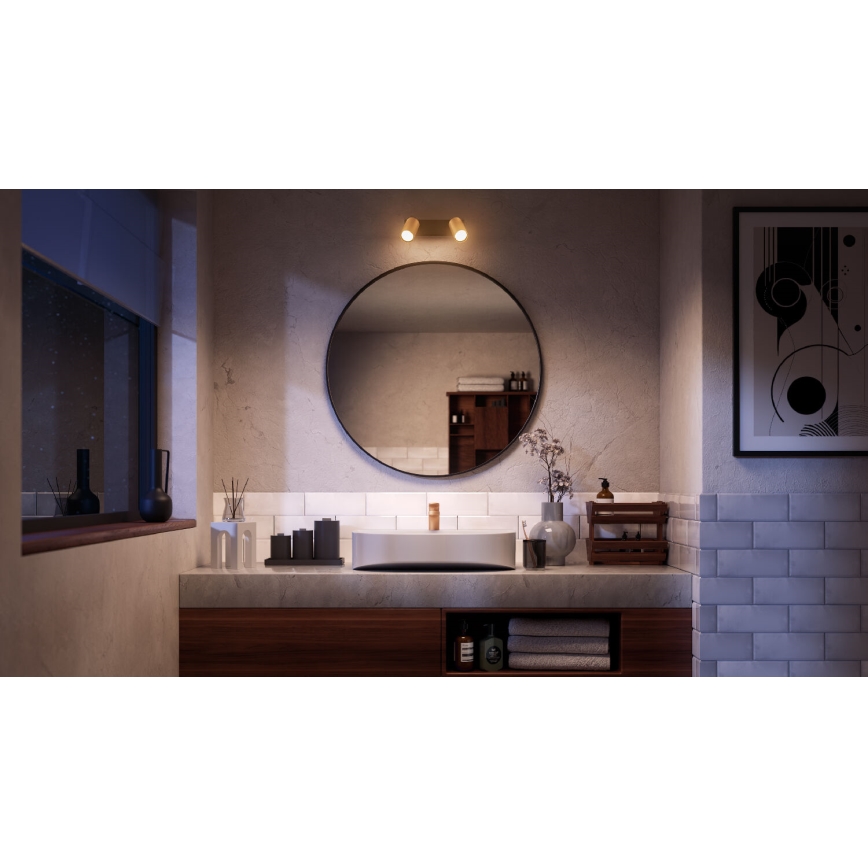Philips - Точковий світильник для ванної кімнати IDRIS 2xGU10/5W/230V IP44 чорний/золотий