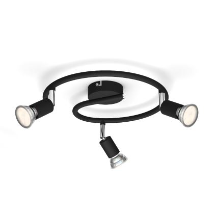 Philips - Точковий світильник 3xGU10/50W/230V чорний