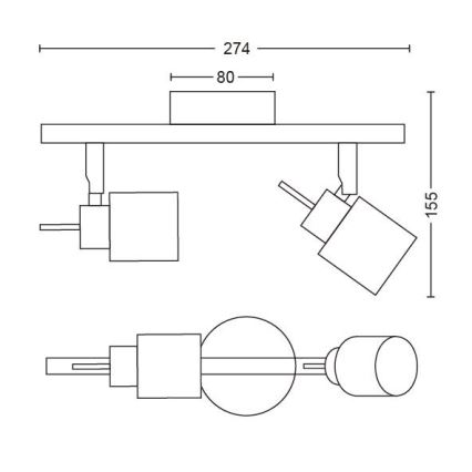 Philips - Точковий світильник 2xGU10/35W/230V чорний