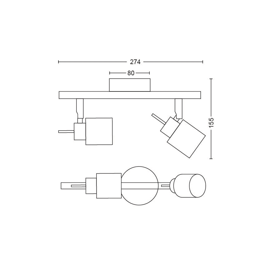 Philips - Точковий світильник 2xGU10/35W/230V чорний