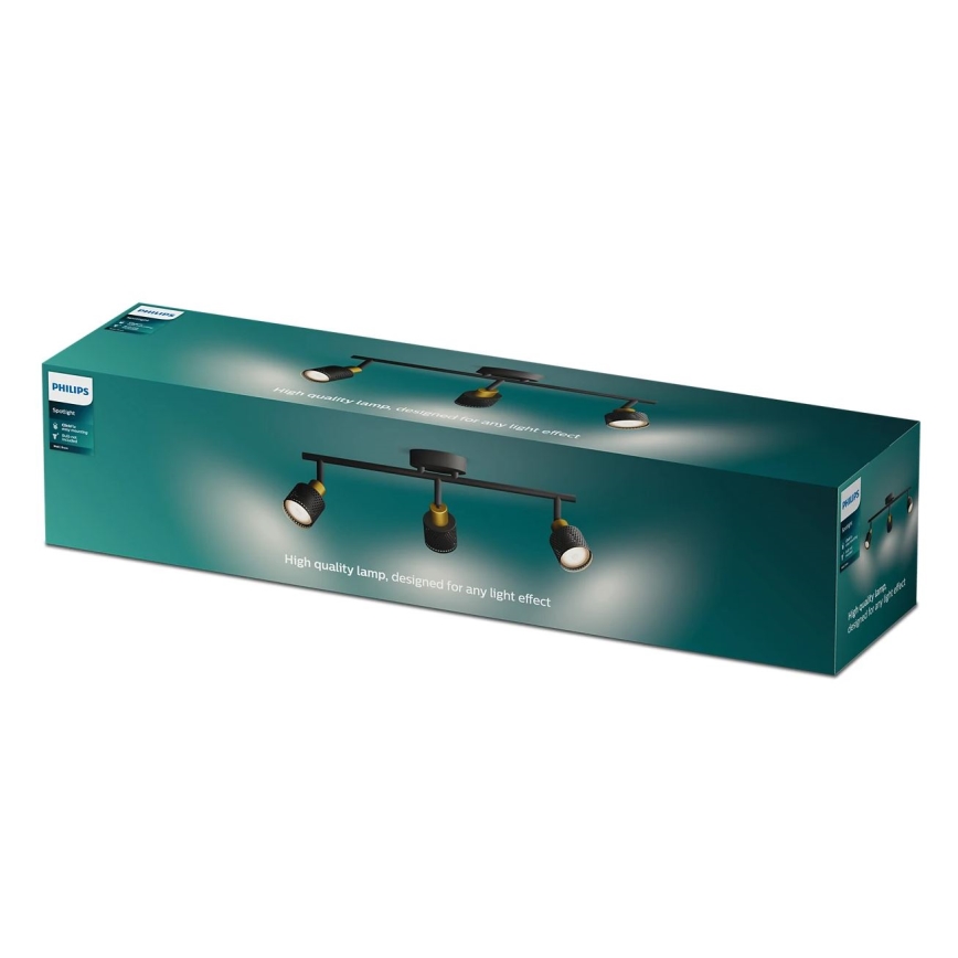 Philips - Точковий світильник NIALL 3xGU10/5W/230V чорний/латунь