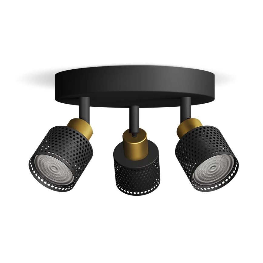 Philips - Точковий світильник NIALL 3xGU10/5W/230V чорний/латунь