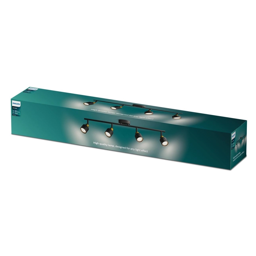 Philips - Точковий світильник NIALL 4xGU10/5W/230V чорний/латунь
